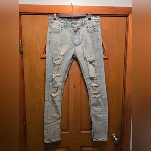 KDNK Trendy Light Blue Distressed Skinny Jeans - SIZE 34